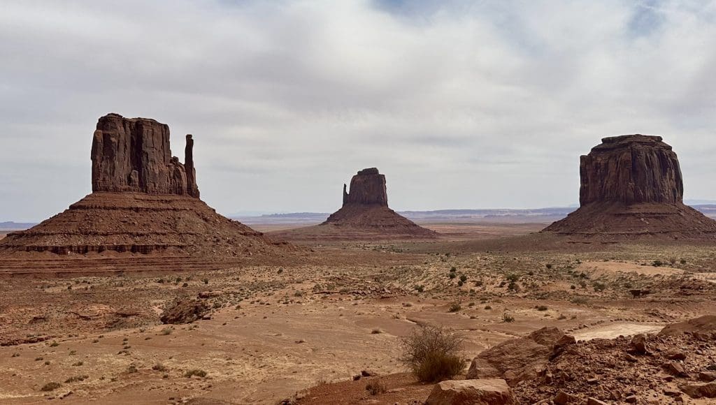 West Mitten, East Mitten and Merrick Buttes in Monument Valley.